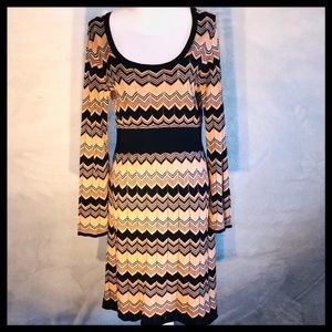 INC Black & Tan Zigzag Dress Size XL